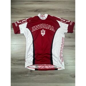 Indiana Hoosiers IU Short Sleeve Cycling Jersey Mens XL Crimson White 3/4 zip